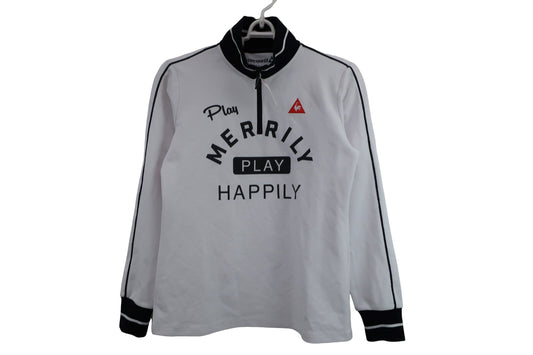le coq sportif(ルコックスポルティフ) 長袖ハーフジップシャツ 白黒 レディース M A