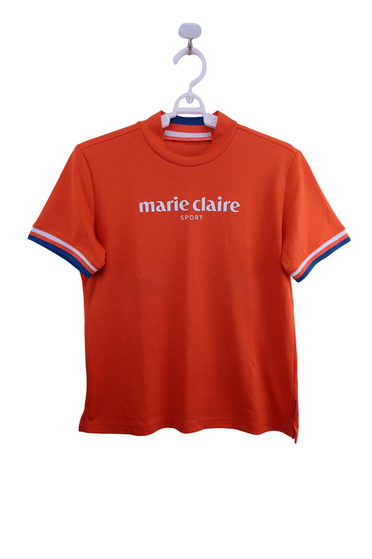 marie claire sport(マリ・クレール・スポーツ) 半袖モックネックシャツ オレンジ レディース LL B