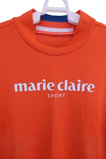 marie claire sport(マリ・クレール・スポーツ) 半袖モックネックシャツ オレンジ レディース LL B
