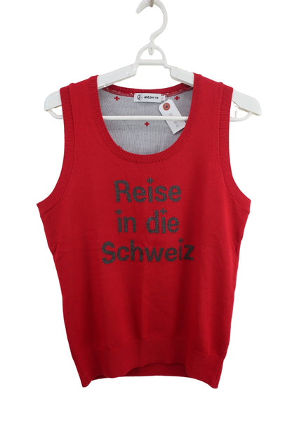 and per se(アンパスィ) ニットベスト 赤 レディース L A