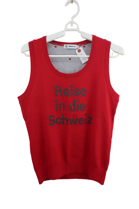 and per se(アンパスィ) ニットベスト 赤 レディース L A