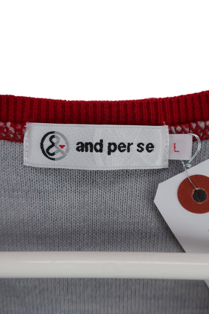 and per se(アンパスィ) ニットベスト 赤 レディース L A