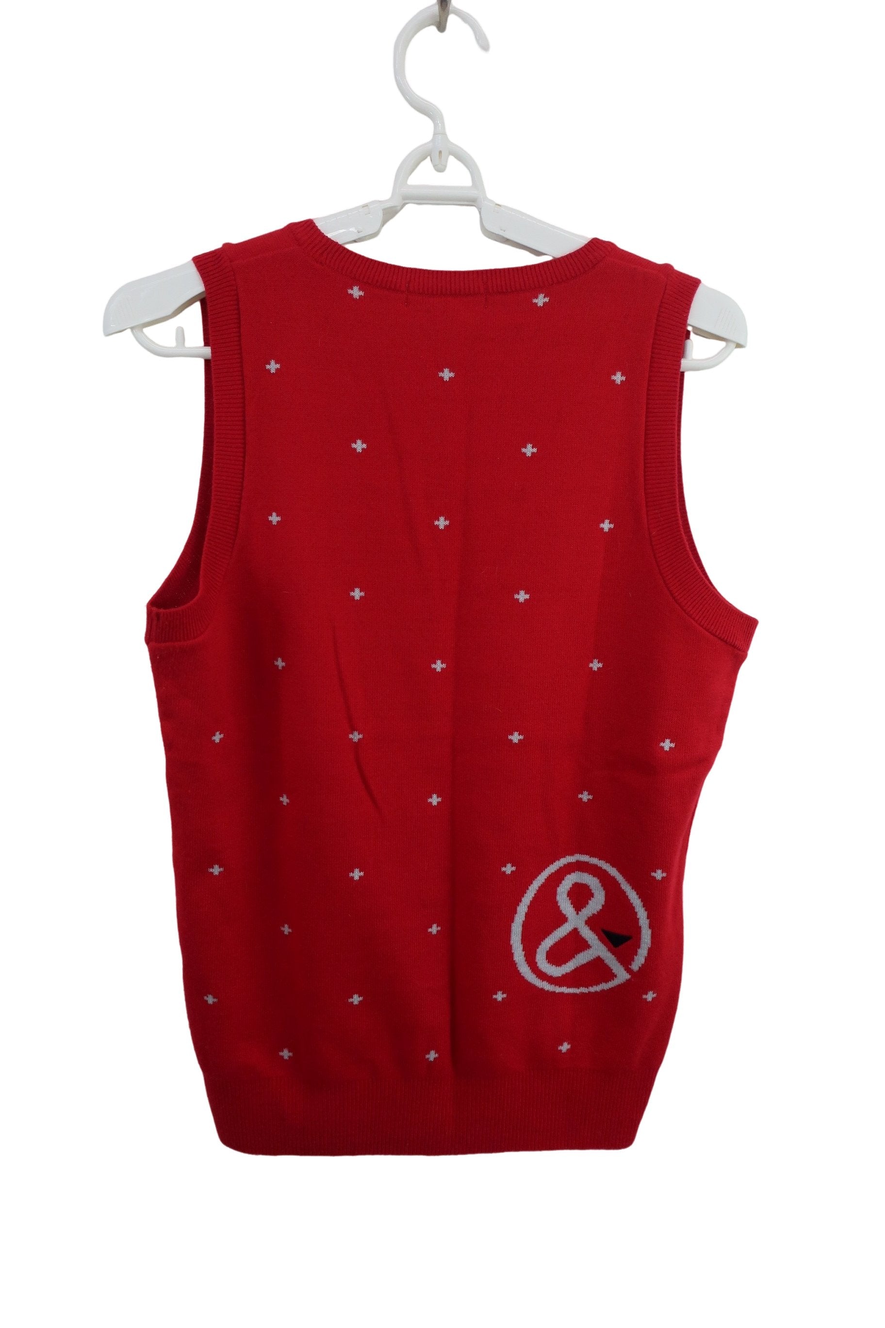 and per se(アンパスィ) ニットベスト 赤 レディース L A