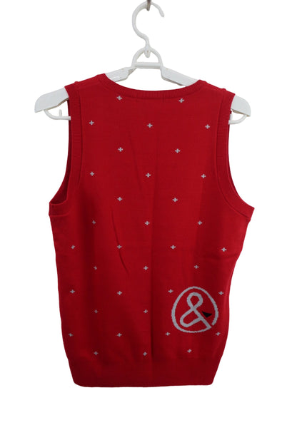 and per se(アンパスィ) ニットベスト 赤 レディース L A