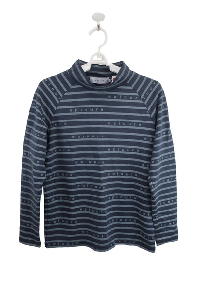 epicure(エピキュール) 長袖モックネックシャツ グレーネイビー系ボーダー レディース L A
