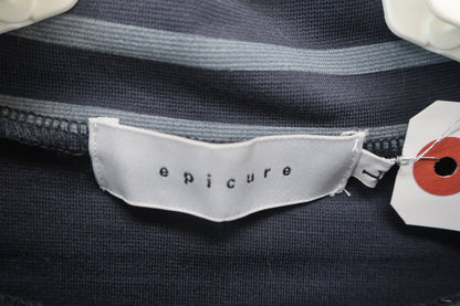 epicure(エピキュール) 長袖モックネックシャツ グレーネイビー系ボーダー レディース L A