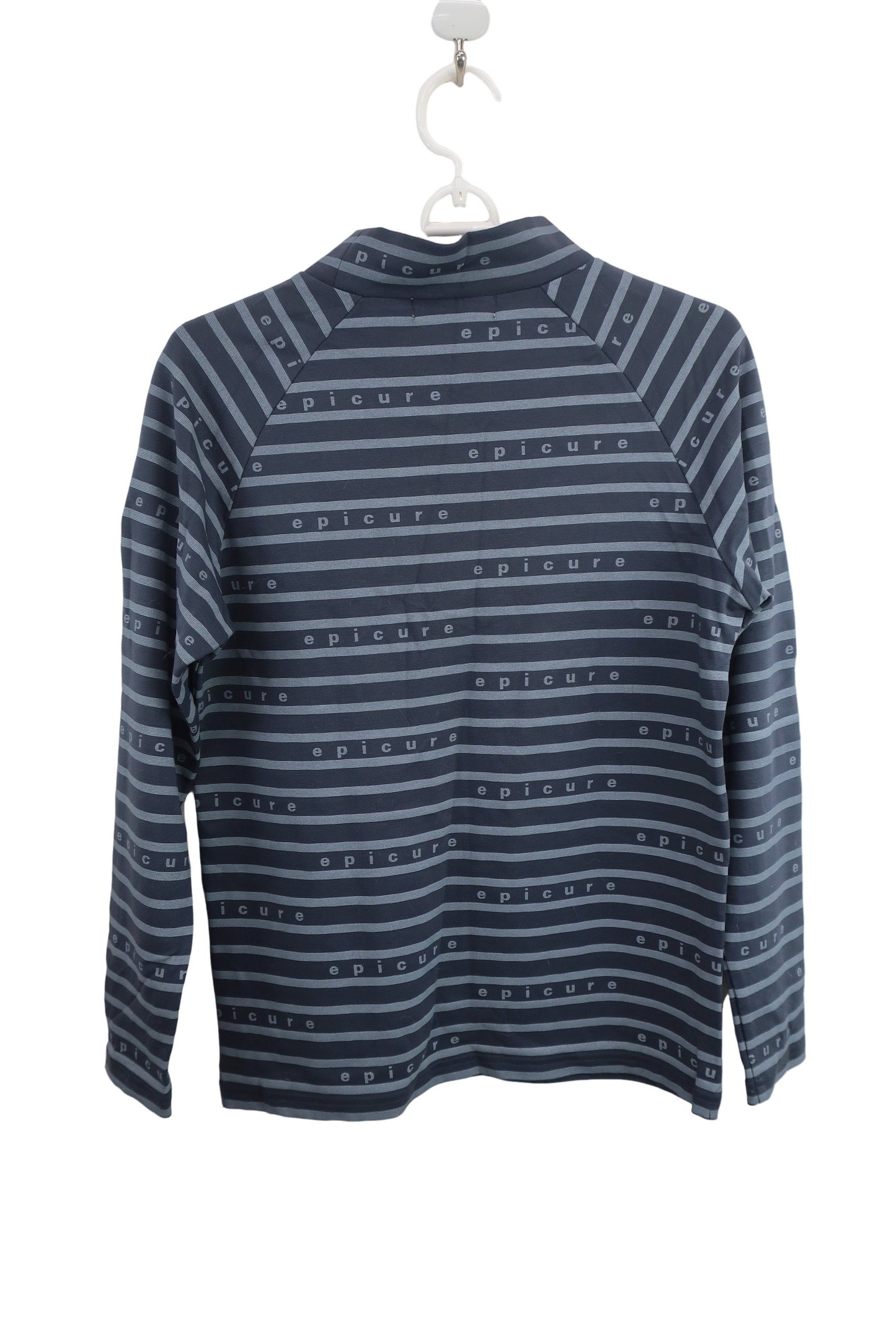 epicure(エピキュール) 長袖モックネックシャツ グレーネイビー系ボーダー レディース L A