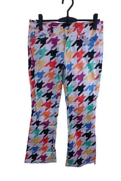 LOUDMOUTH(ラウドマウス) パンツ 白カラフル千鳥柄 レディース US 4 B