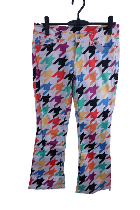 LOUDMOUTH(ラウドマウス) パンツ 白カラフル千鳥柄 レディース US 4 B