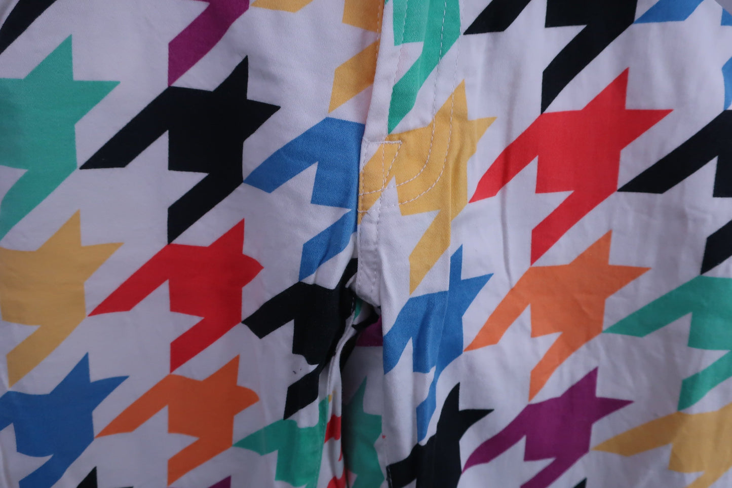 LOUDMOUTH(ラウドマウス) パンツ 白カラフル千鳥柄 レディース US 4 B