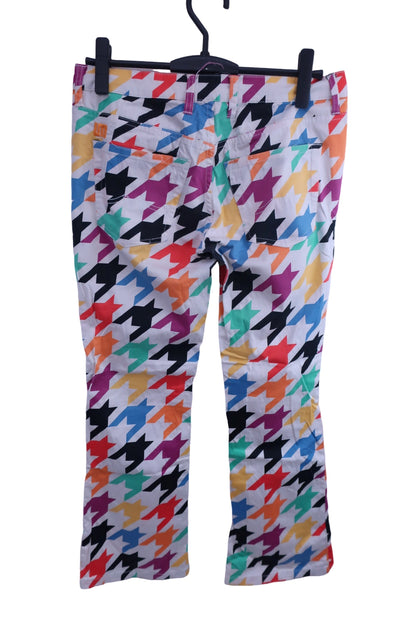 LOUDMOUTH(ラウドマウス) パンツ 白カラフル千鳥柄 レディース US 4 B