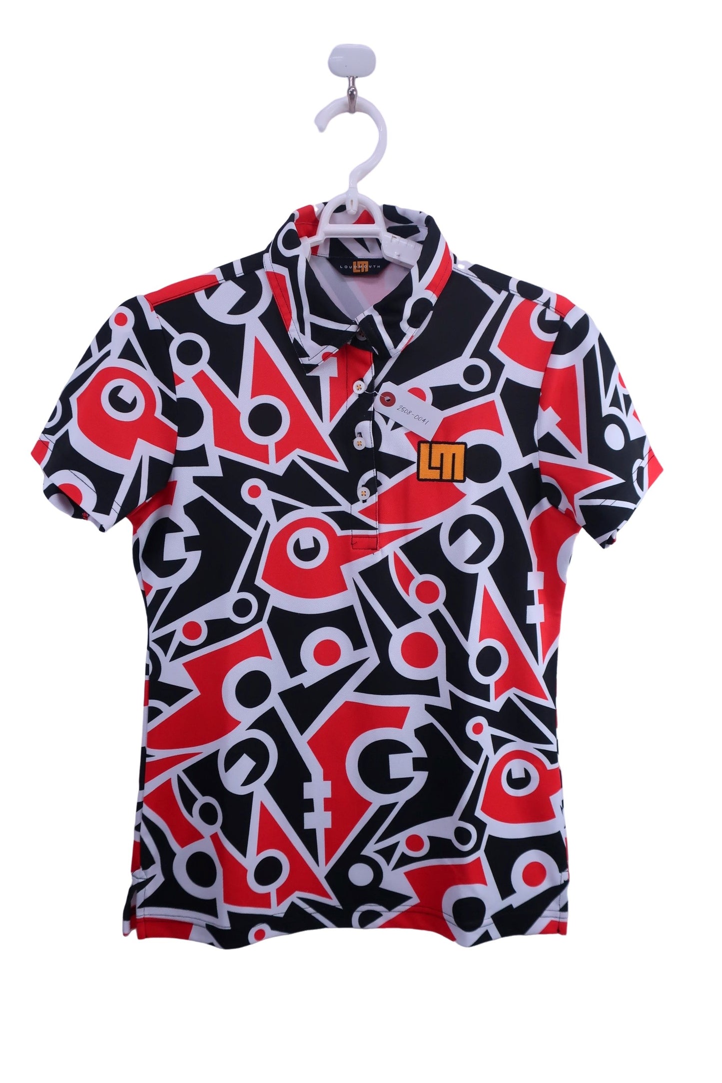 LOUDMOUTH(ラウドマウス) ポロシャツ 白黒赤総柄 レディース M A