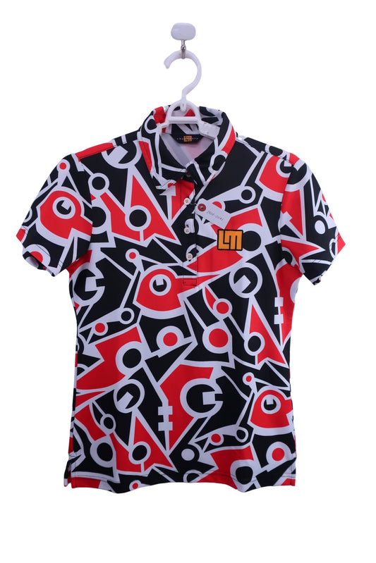LOUDMOUTH(ラウドマウス) ポロシャツ 白黒赤総柄 レディース M A
