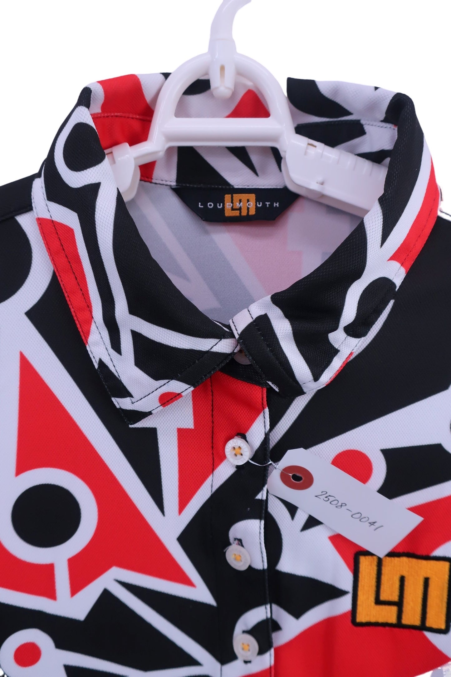 LOUDMOUTH(ラウドマウス) ポロシャツ 白黒赤総柄 レディース M A