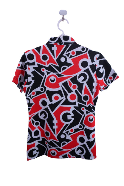 LOUDMOUTH(ラウドマウス) ポロシャツ 白黒赤総柄 レディース M A