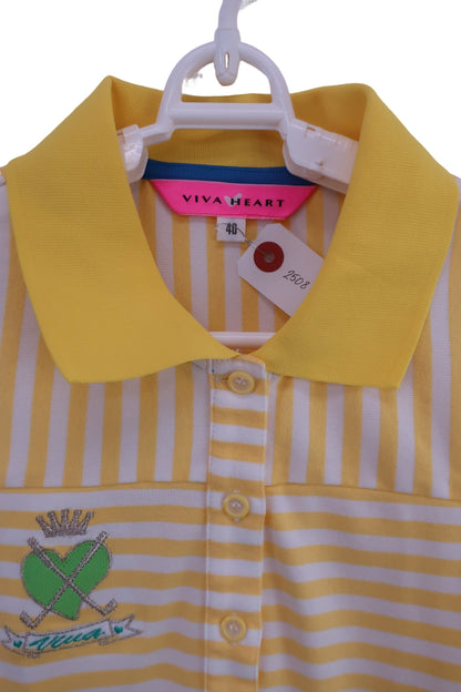 VIVA HEART(ビバハート) ポロシャツ 黄色白ボーダー レディース 40 A