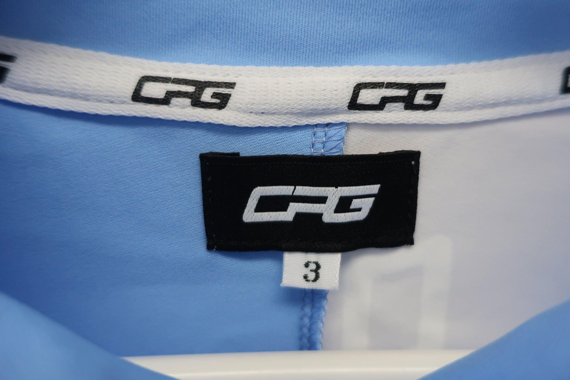 CPG GOLF(シーピージーゴルフ) 半袖ハーフジップシャツ 水色白 メンズ 3 2109-23104 A