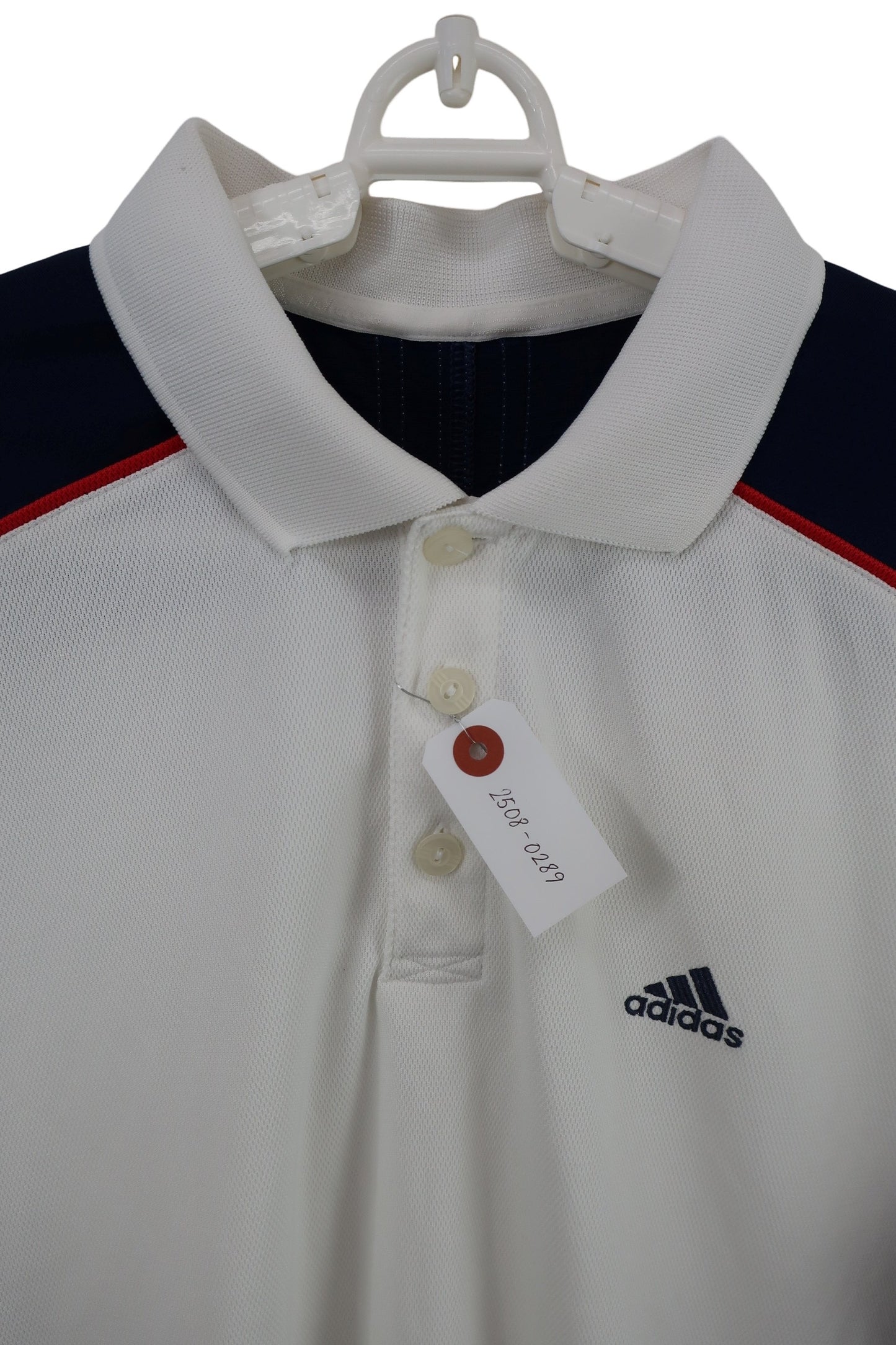 adidas(アディダス) ポロシャツ 白ネイビー メンズ L B