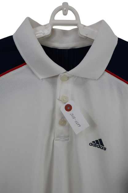 adidas(アディダス) ポロシャツ 白ネイビー メンズ L B