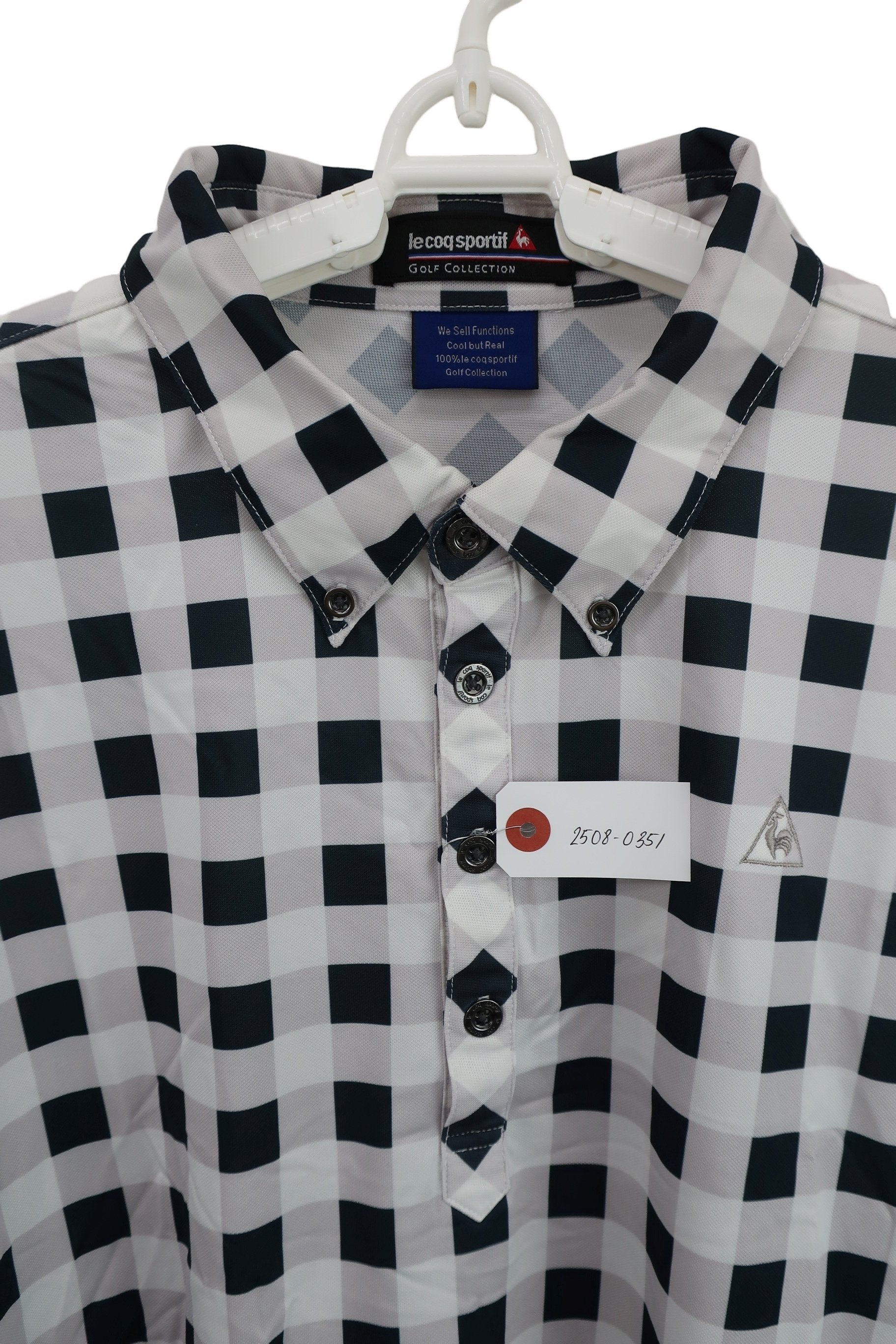 le coq sportif(ルコックスポルティフ) ポロシャツ 白黒チェック メンズ LL A