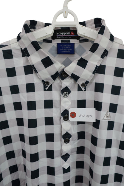 le coq sportif(ルコックスポルティフ) ポロシャツ 白黒チェック メンズ LL A