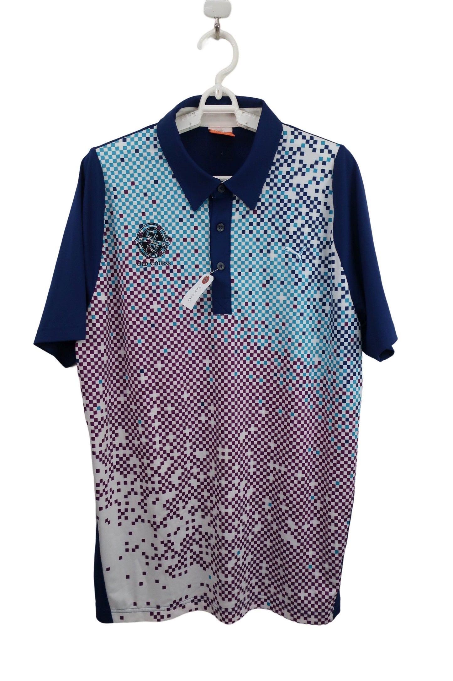 PUMA GOLF(プーマゴルフ) ポロシャツ 青系チェック柄 メンズ US M A