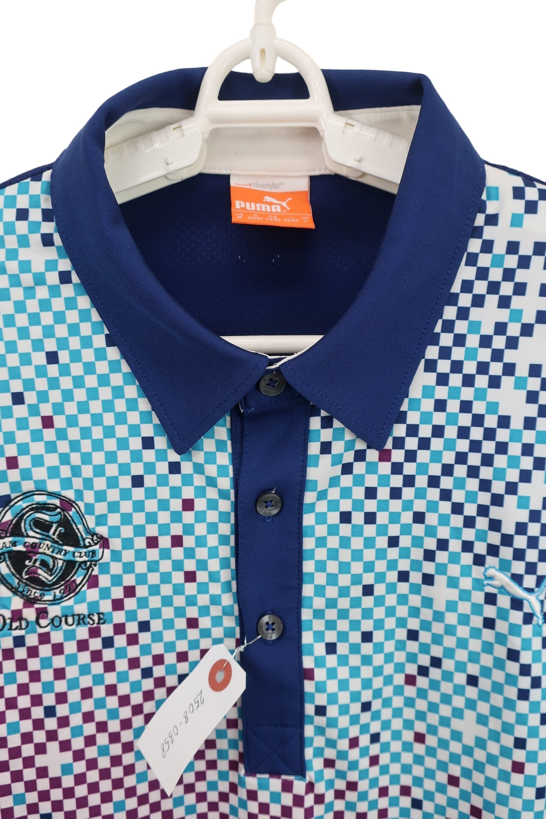 PUMA GOLF(プーマゴルフ) ポロシャツ 青系チェック柄 メンズ US M A