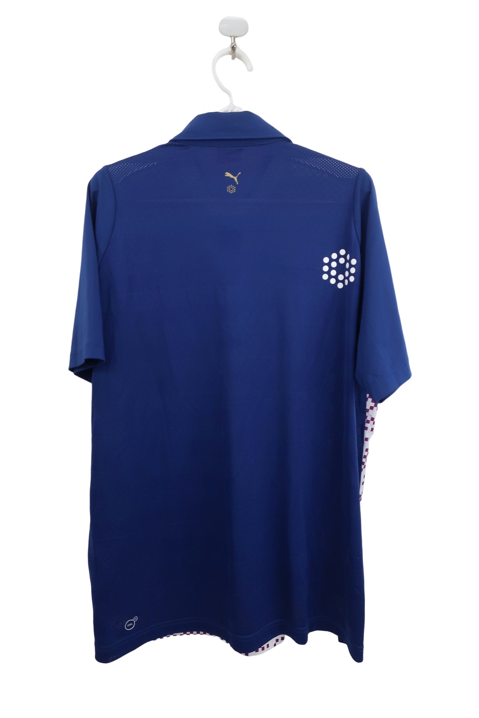 PUMA GOLF(プーマゴルフ) ポロシャツ 青系チェック柄 メンズ US M A