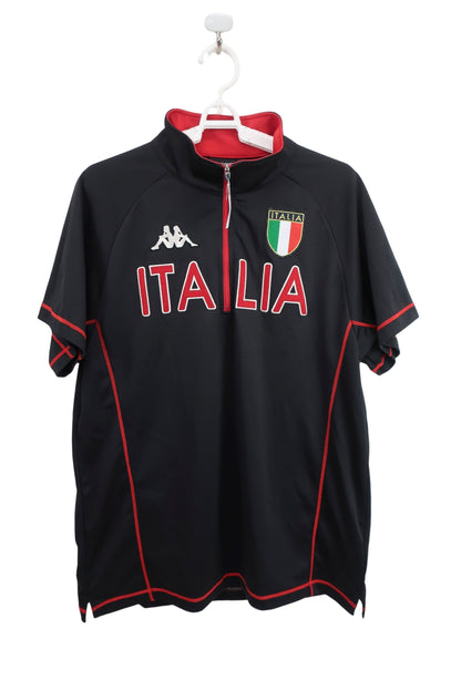 Kappa(カッパ) ハーフジップシャツ 黒赤 メンズ LL A