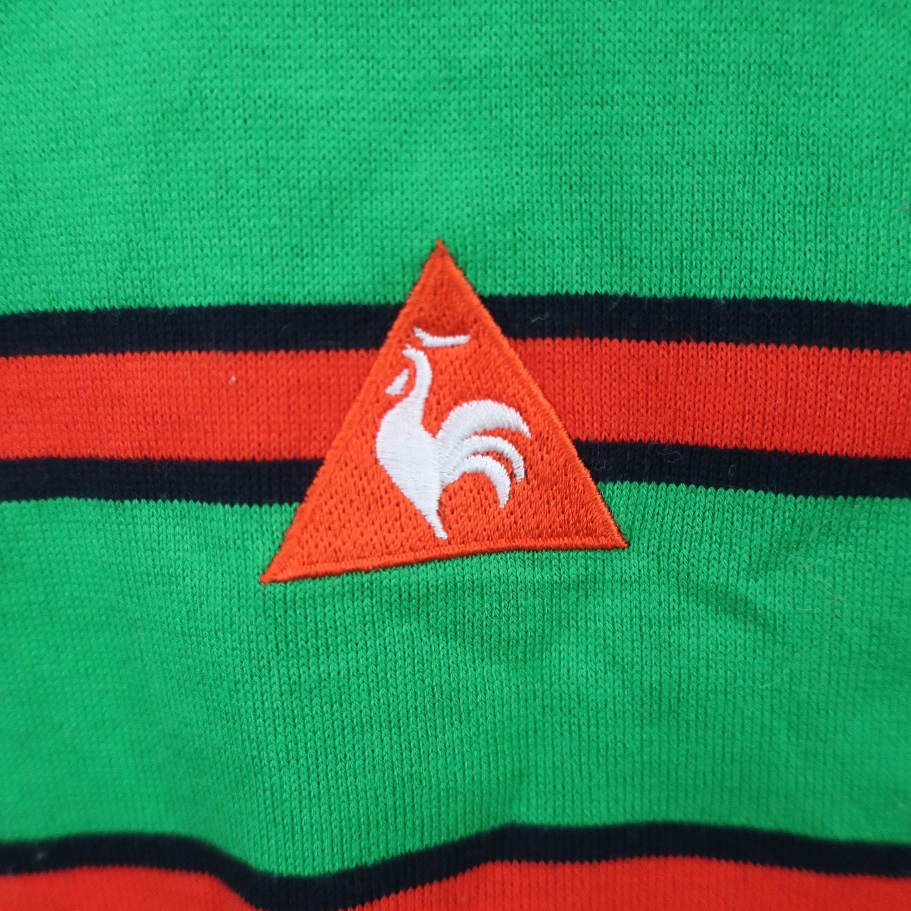 le coq sportif(ルコックスポルティフ) ポロシャツ 緑赤ボーダー レディース LL A