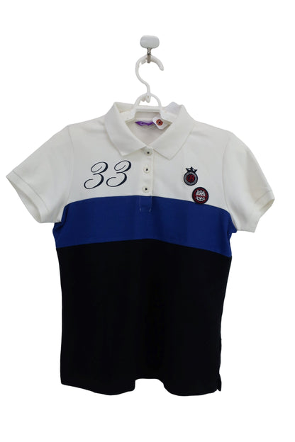 BEAMS GOLF(ビームスゴルフ) ポロシャツ 白青ネイビー レディース M B