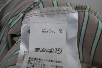 CHERVO(シェルボ) ポロシャツ グレージュ白緑ボーダー レディース I44 D38 F+E40 B