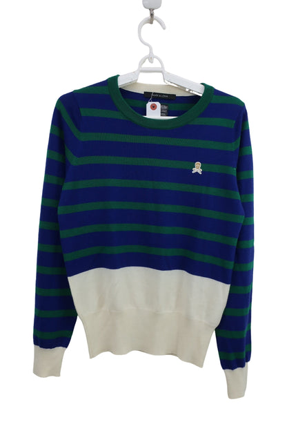 MARK&LONA(マークアンドロナ) セーター 青緑ボーダー白 レディース フリーサイズ A