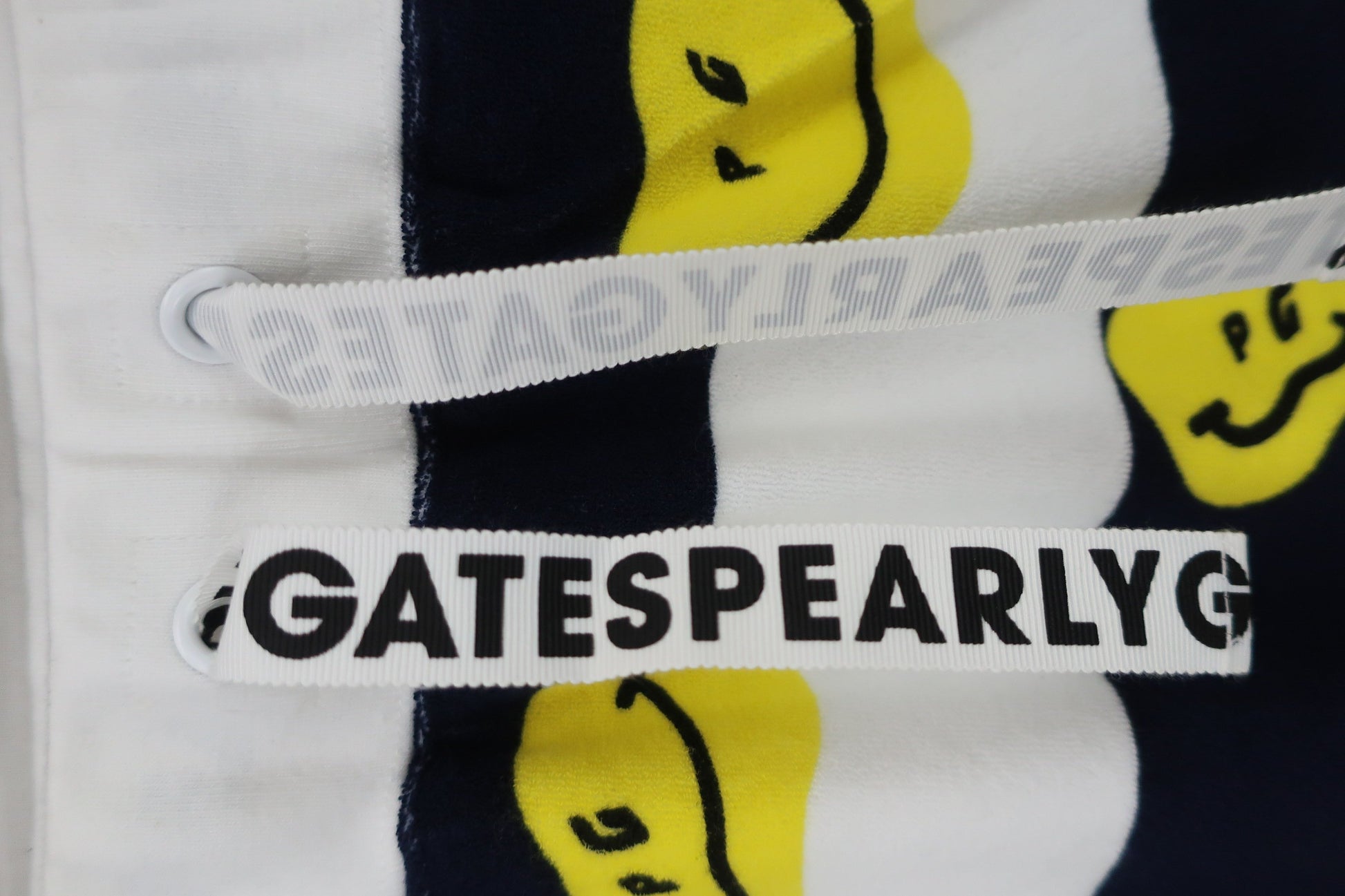 PEARLY GATES(パーリーゲイツ) ショートパイル ストレッチ スカート 白ネイビーボーダー ニコちゃん レディース 0 055-2234618 N