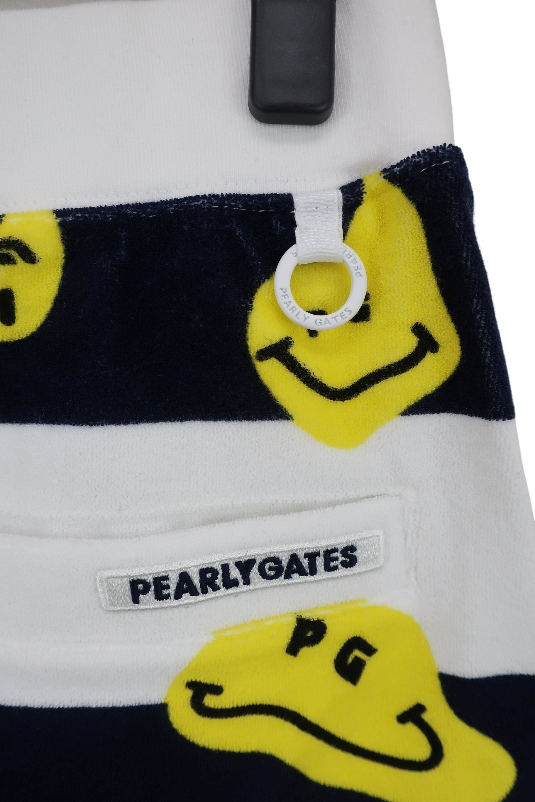 PEARLY GATES(パーリーゲイツ) ショートパイル ストレッチ スカート 白ネイビーボーダー ニコちゃん レディース 0 055-2234618 N