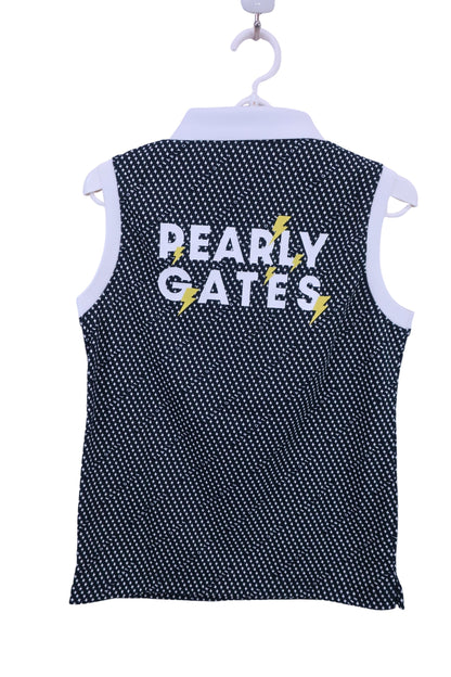 PEARLY GATES(パーリーゲイツ) ノースリーブポロシャツ 黒白イナズマ柄 レディース 0 055-2260624 N