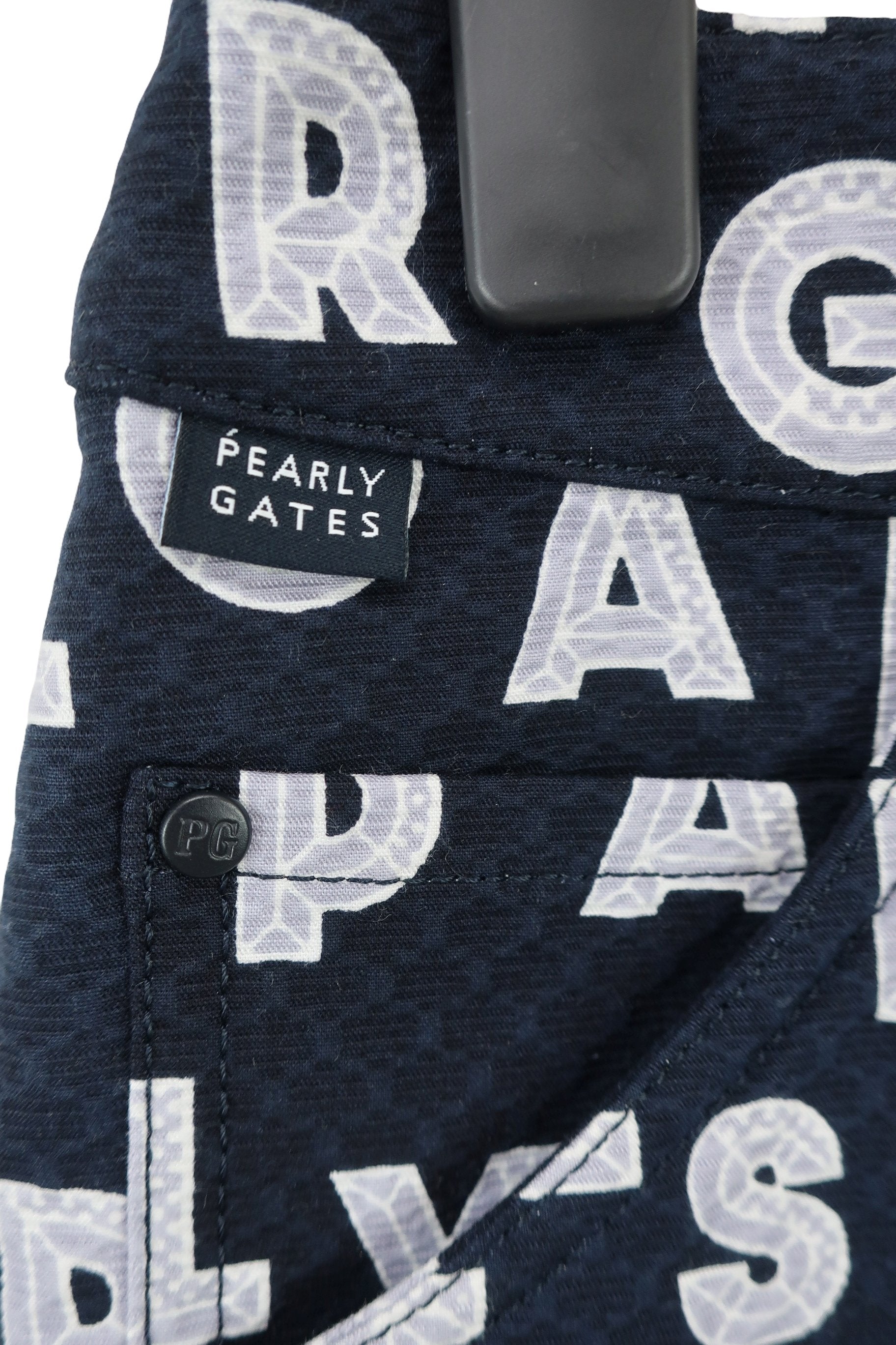 PEARLY GATES(パーリーゲイツ) ストレッチスカート ネイビー アートピケ ダイヤカットロゴプリント レディース 0 055-1234900 N