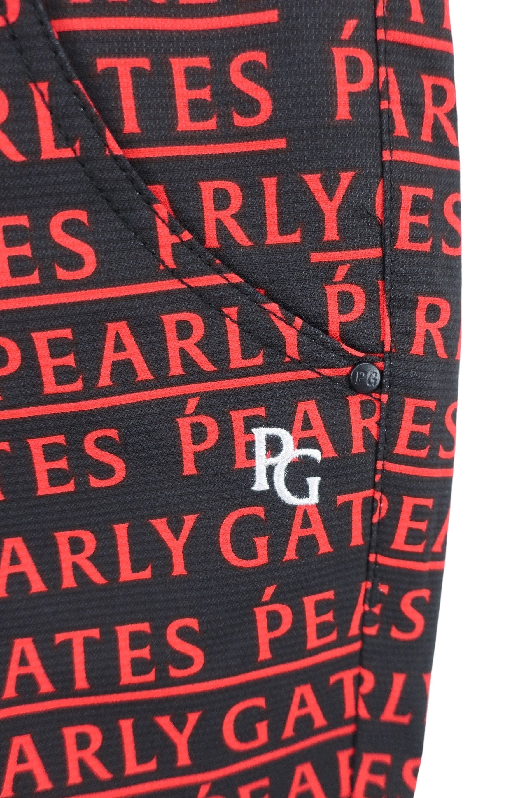 PEARLY GATES(パーリーゲイツ) パンツ 黒赤ロゴ柄 レディース 0 055-2131314 N