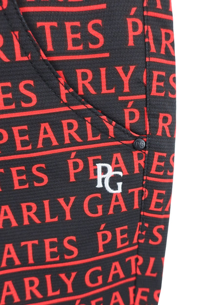 PEARLY GATES(パーリーゲイツ) パンツ 黒赤ロゴ柄 レディース 0 055-2131314 N