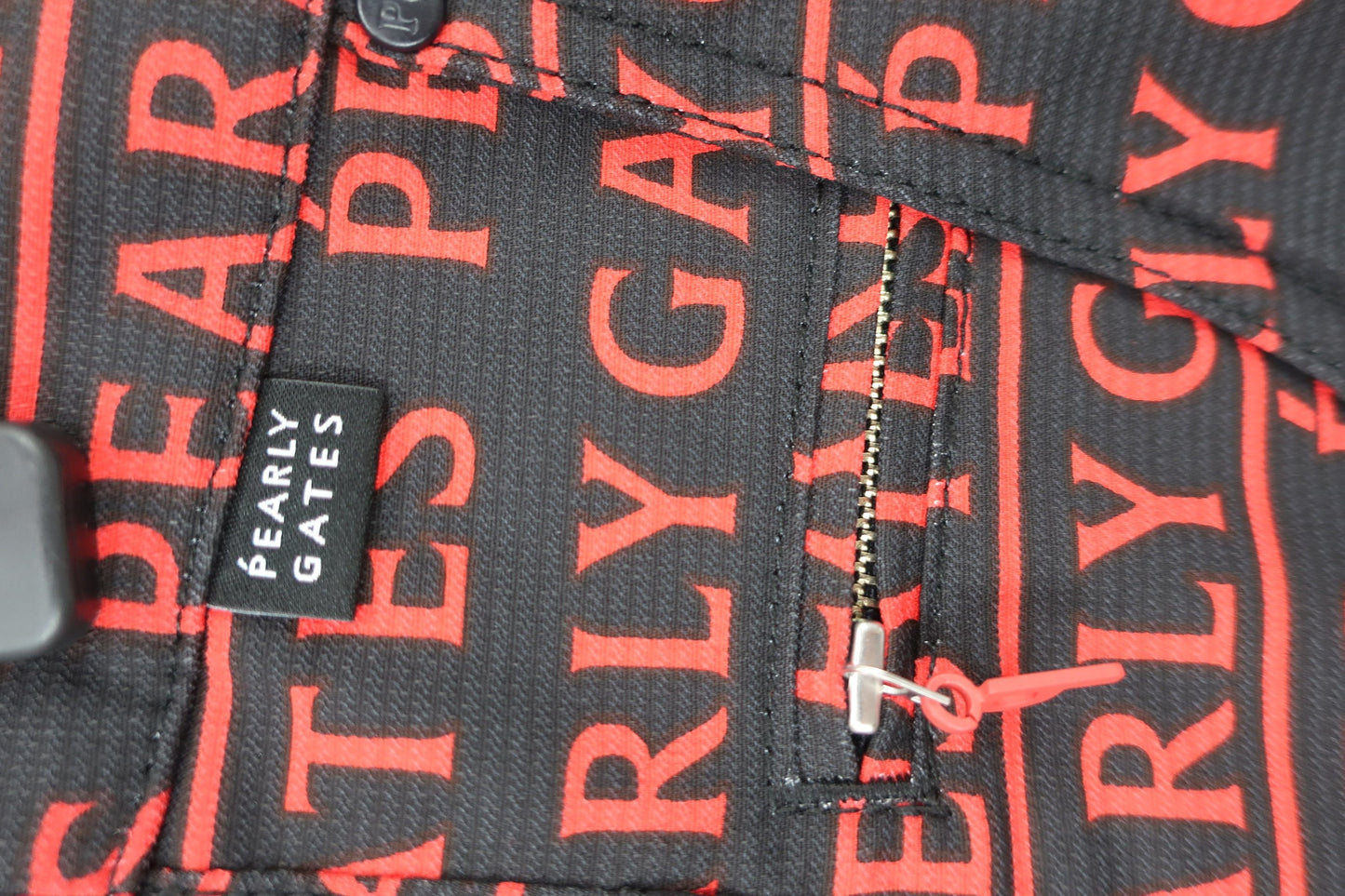 PEARLY GATES(パーリーゲイツ) パンツ 黒赤ロゴ柄 レディース 0 055-2131314 N