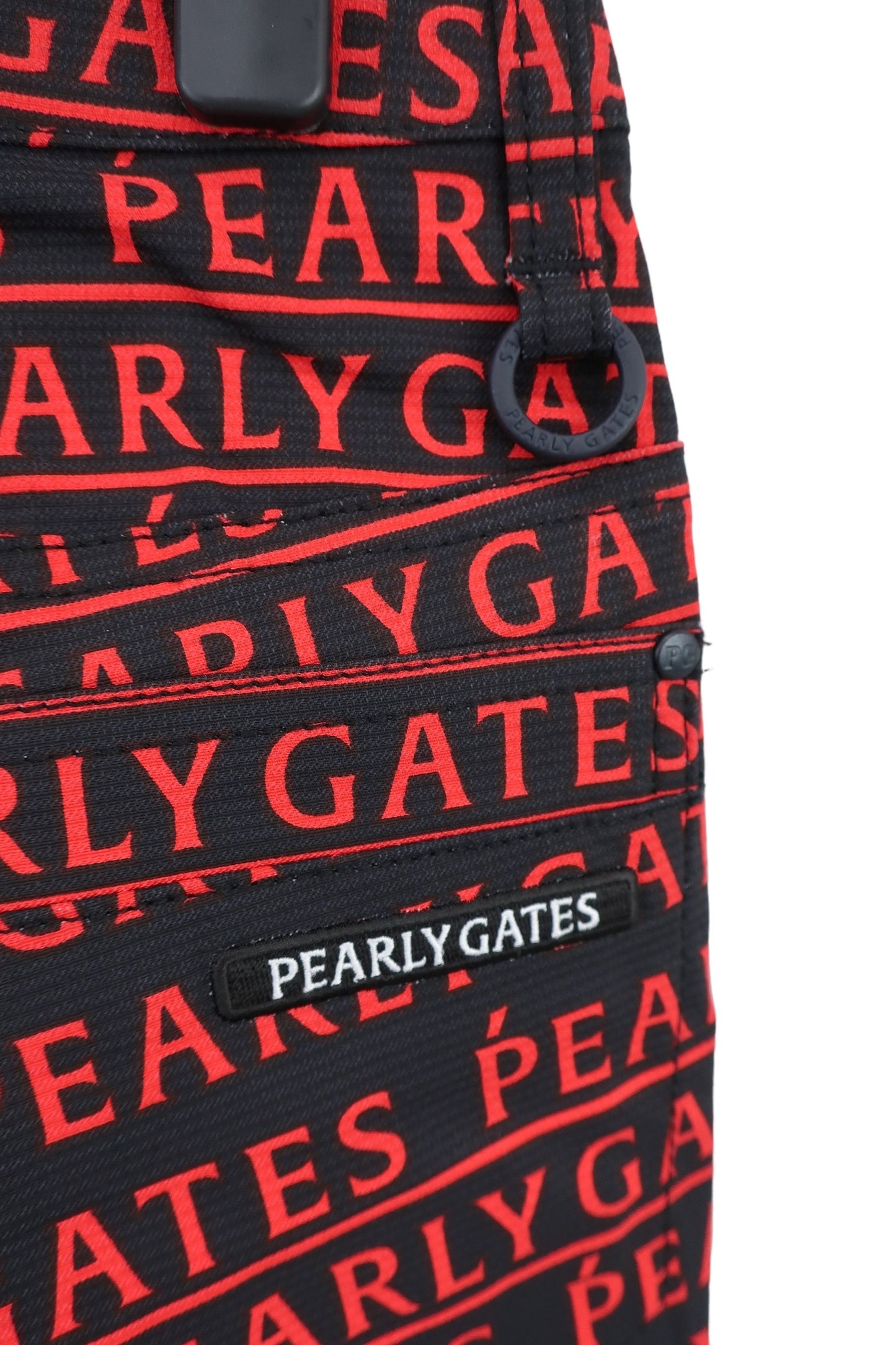 PEARLY GATES(パーリーゲイツ) パンツ 黒赤ロゴ柄 レディース 0 055-2131314 N