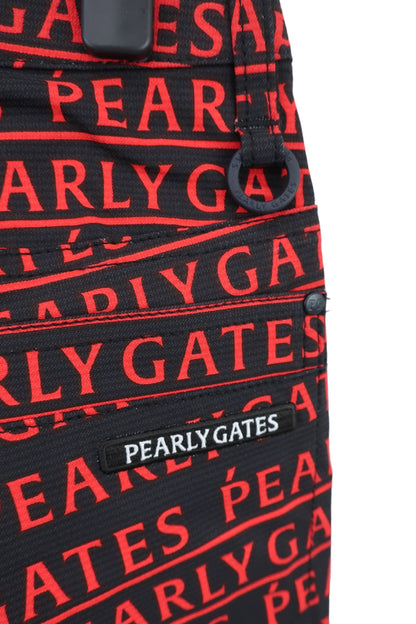 PEARLY GATES(パーリーゲイツ) パンツ 黒赤ロゴ柄 レディース 0 055-2131314 N