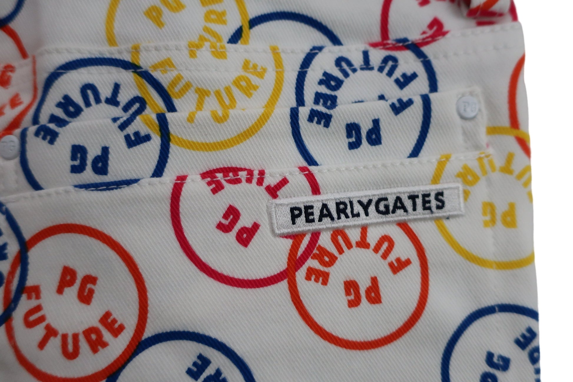 PEARLY GATES(パーリーゲイツ) パンツ 白カラフルPG柄 レディース 0 055-2131012 N