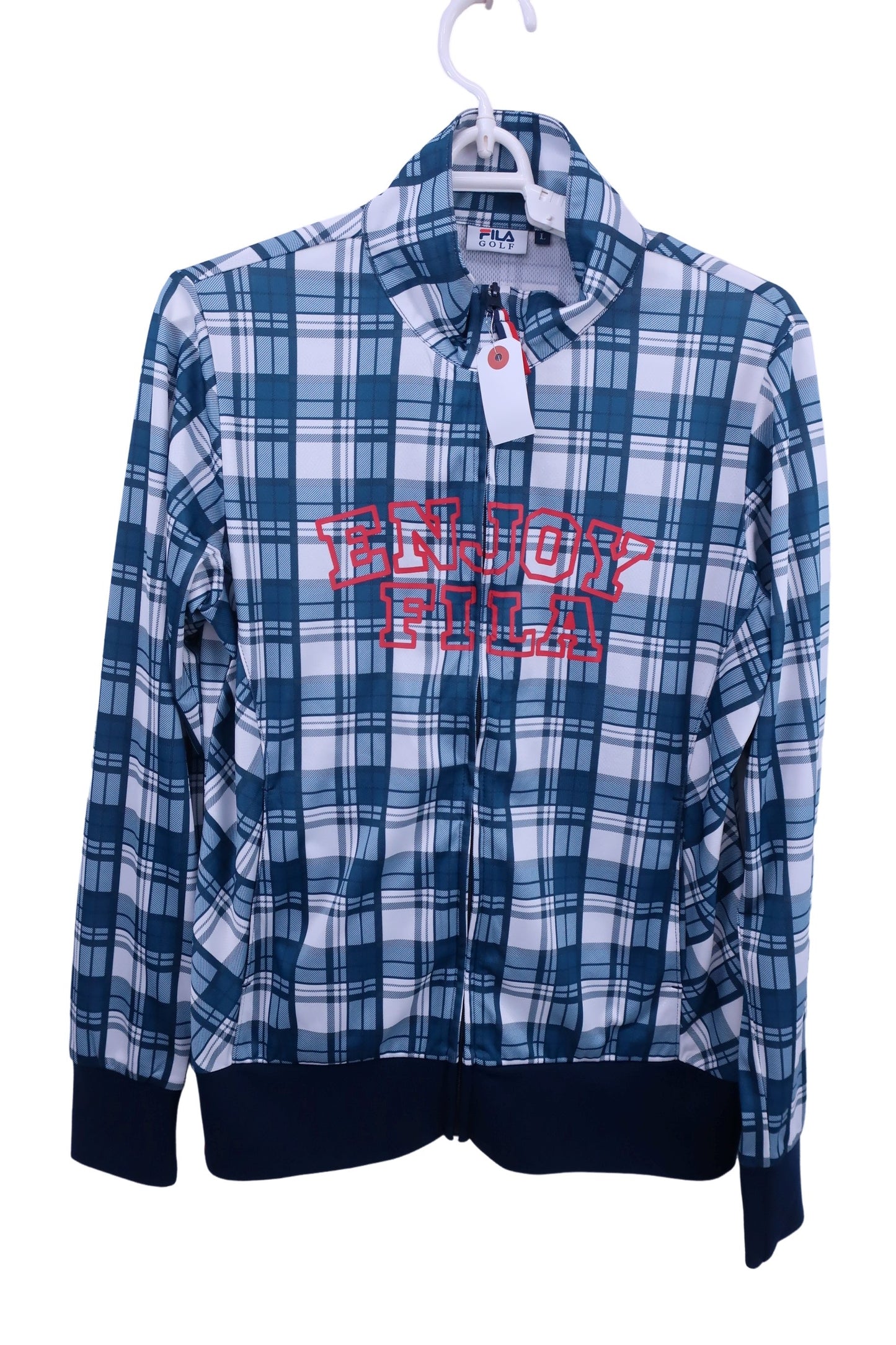 FILA GOLF(フィラゴルフ) ハーフジップシャツ 青チェック メンズ L A