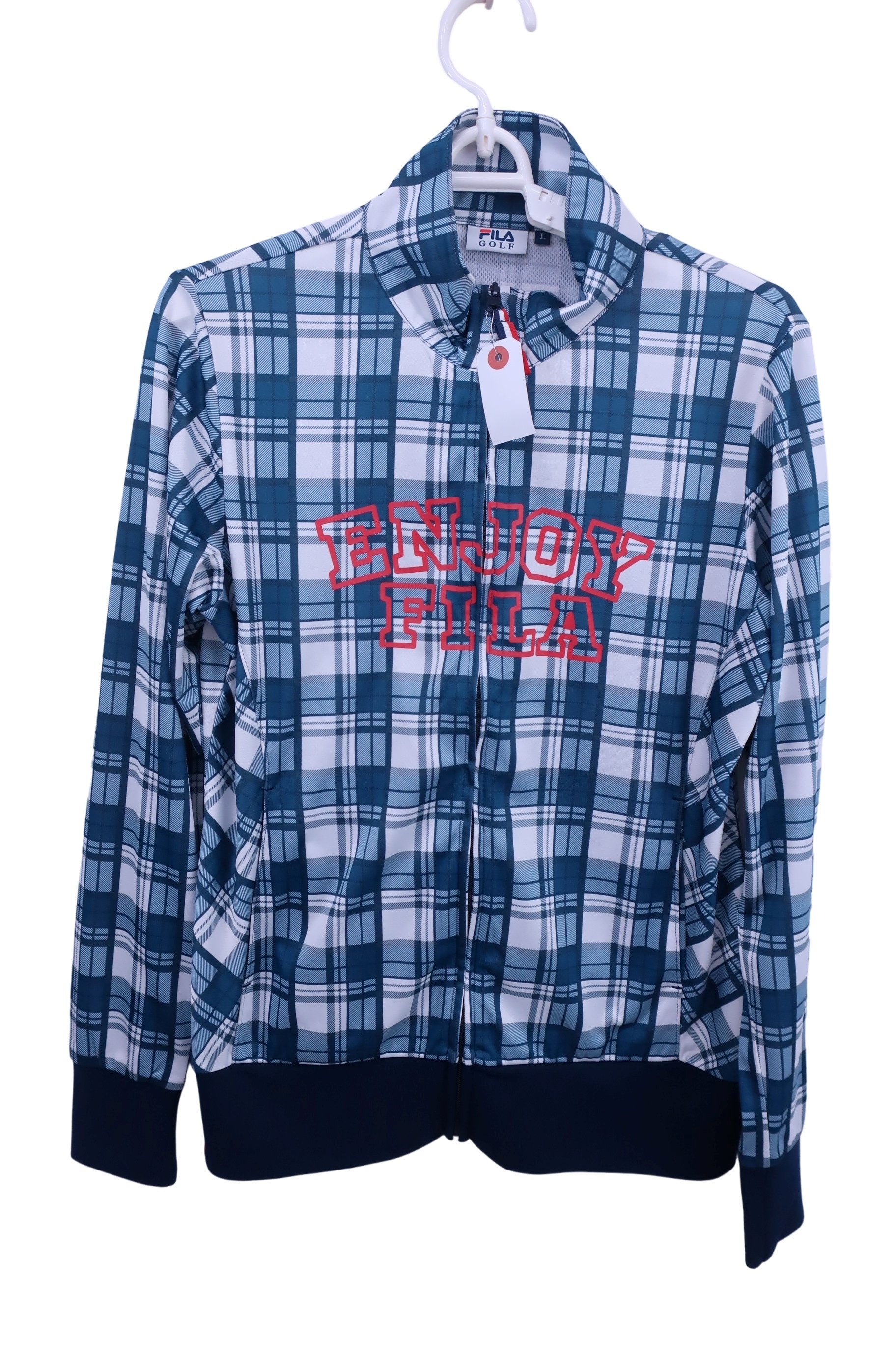FILA GOLF(フィラゴルフ) ハーフジップシャツ 青チェック メンズ L A