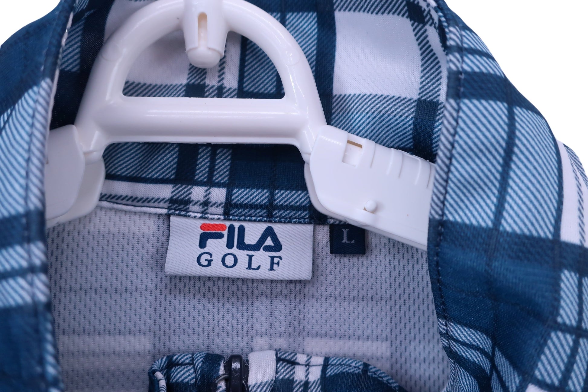FILA GOLF(フィラゴルフ) ハーフジップシャツ 青チェック メンズ L A