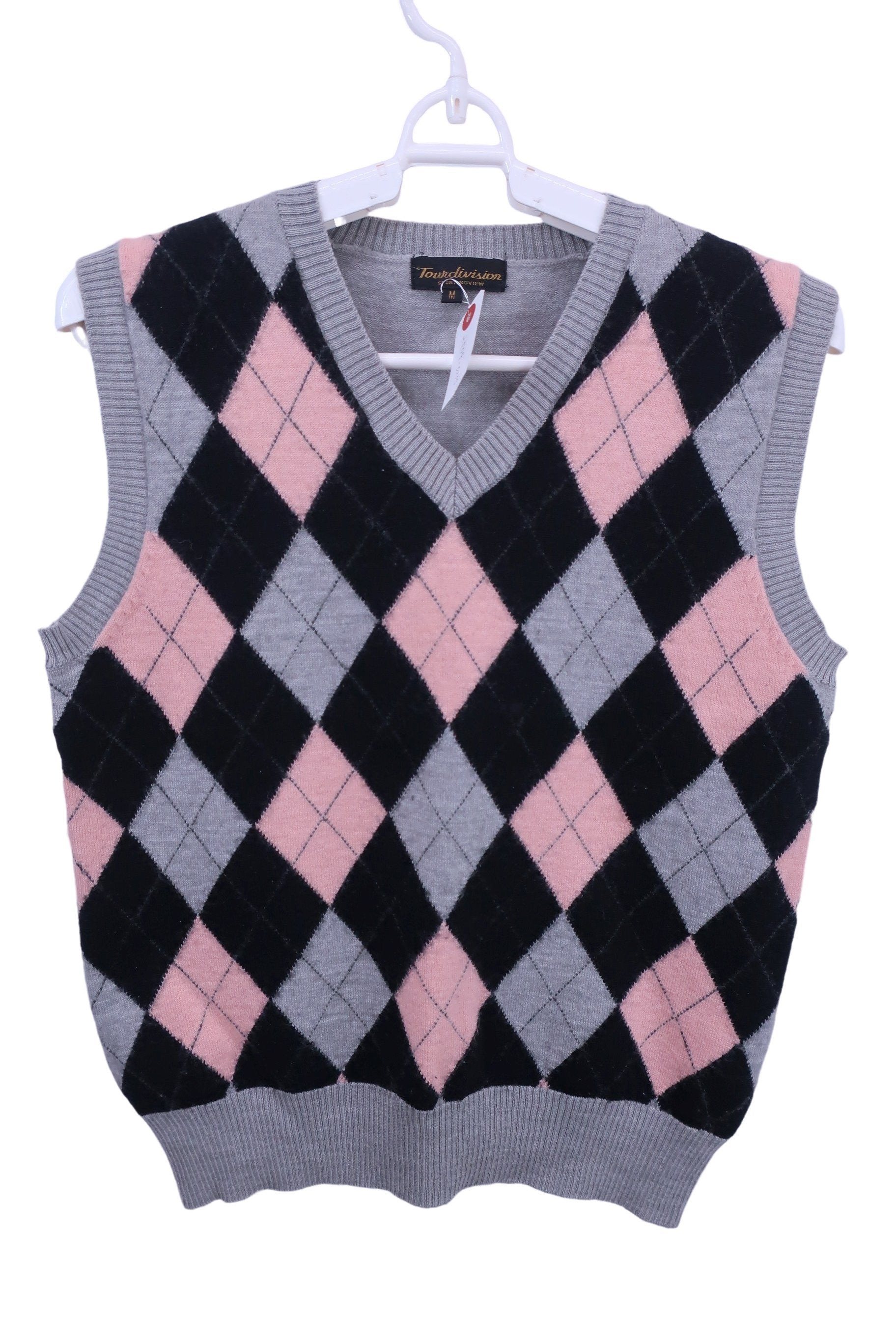 Tour Division ニットベスト グレーアーガイル柄 レディース M B