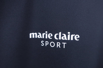 marie claire sport(マリ・クレール・スポーツ) 半袖モックネックシャツ 黒白 レディース L A