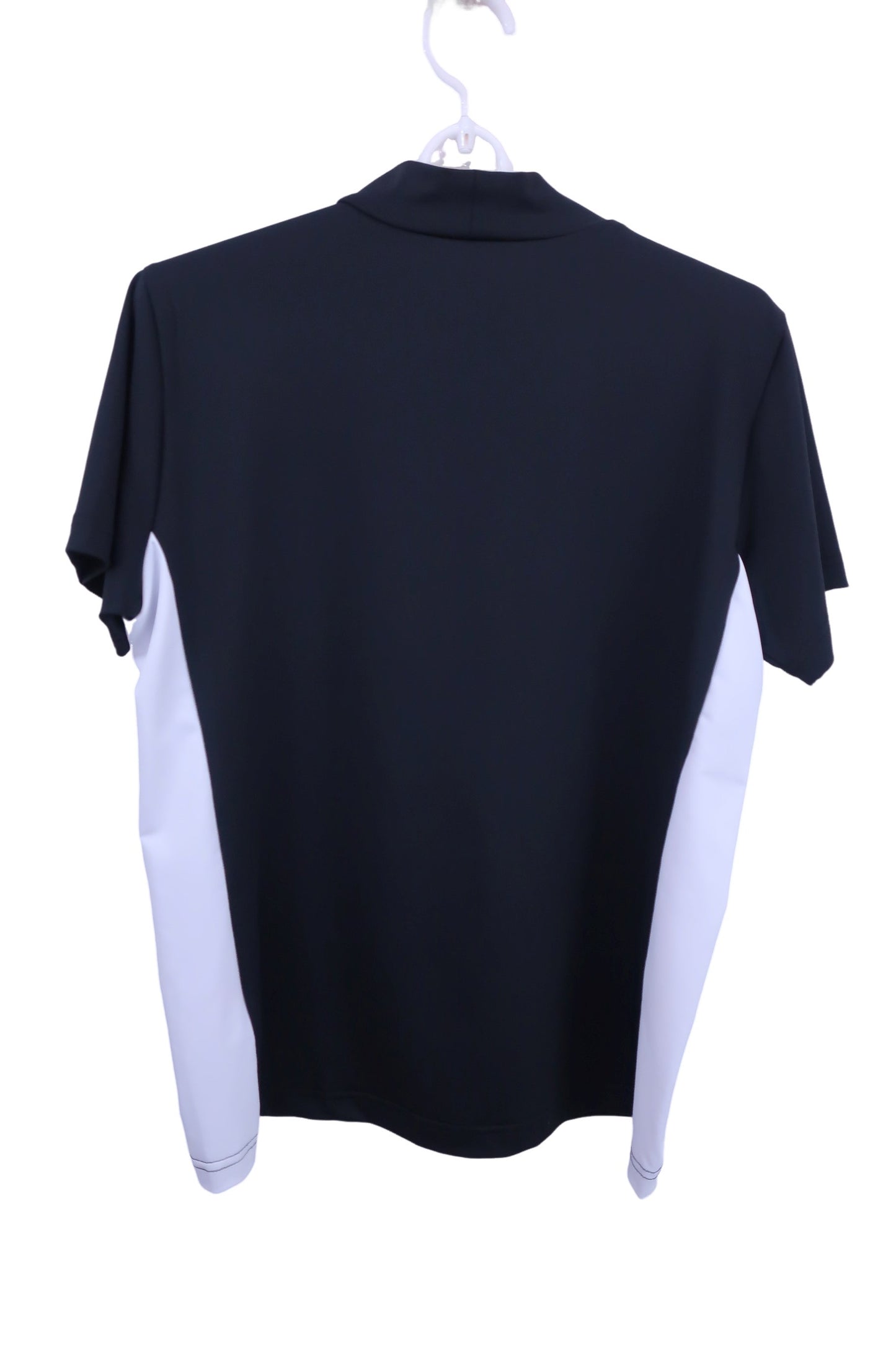 marie claire sport(マリ・クレール・スポーツ) 半袖モックネックシャツ 黒白 レディース L A