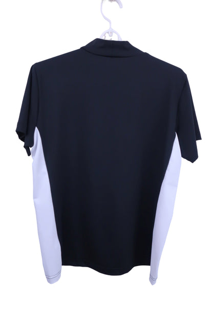 marie claire sport(マリ・クレール・スポーツ) 半袖モックネックシャツ 黒白 レディース L A